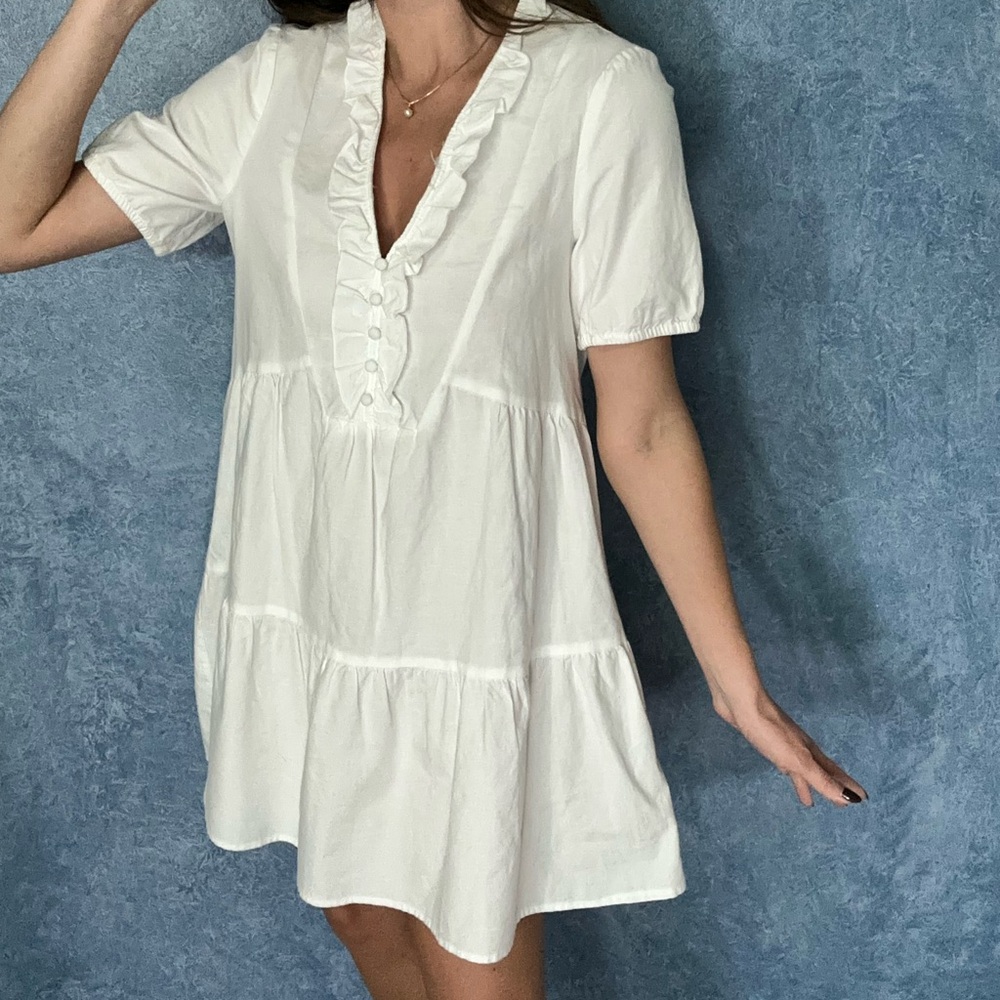 Zara White Mini Babydoll Dress - Picture 3 of 5